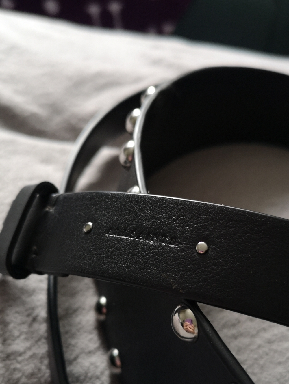 Allsaints Women's Double-wrap Black Leather Belt with Silver Metal Accents - Picture 4 of 6